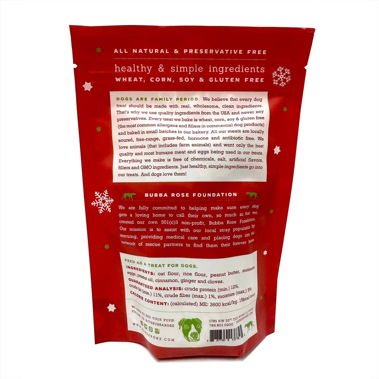 Santa Snacks Gingerbread Dog Treats - Bubba Rose Biscuit Co.