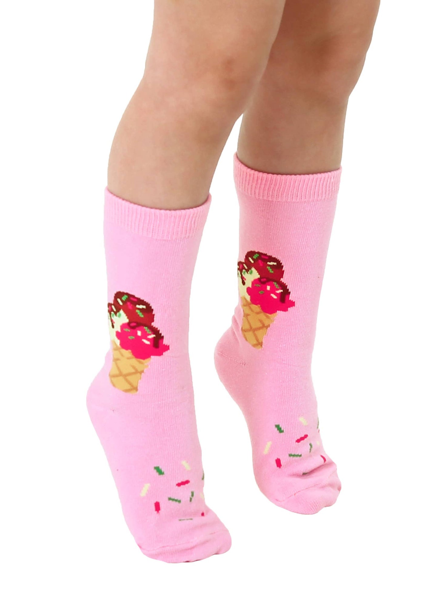 Ice Cream Cone w/Sprinkles - 3D Packaged Kids Crew Socks