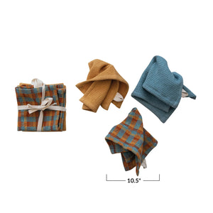 Waffle Weave - Cotton Knit Dish Cloths - Set of 3