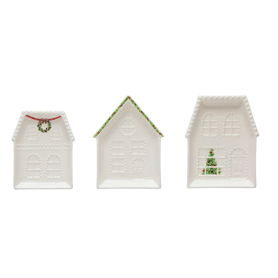 Christmas House - Embossed Stoneware Dish - Assorted styles
