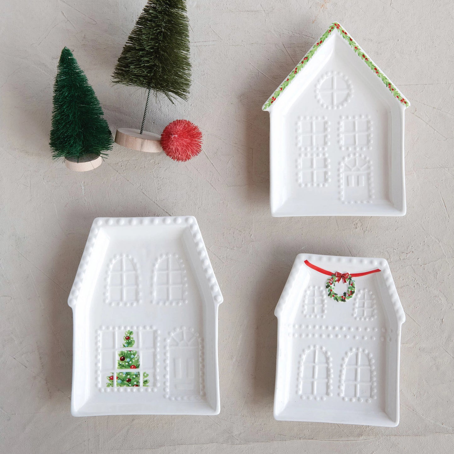 Christmas House - Embossed Stoneware Dish - Assorted styles