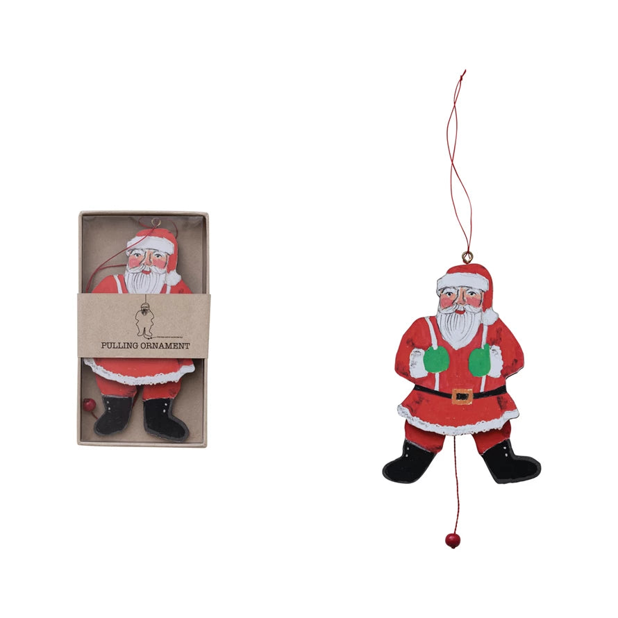 Vintage Santa Pull-Ornament