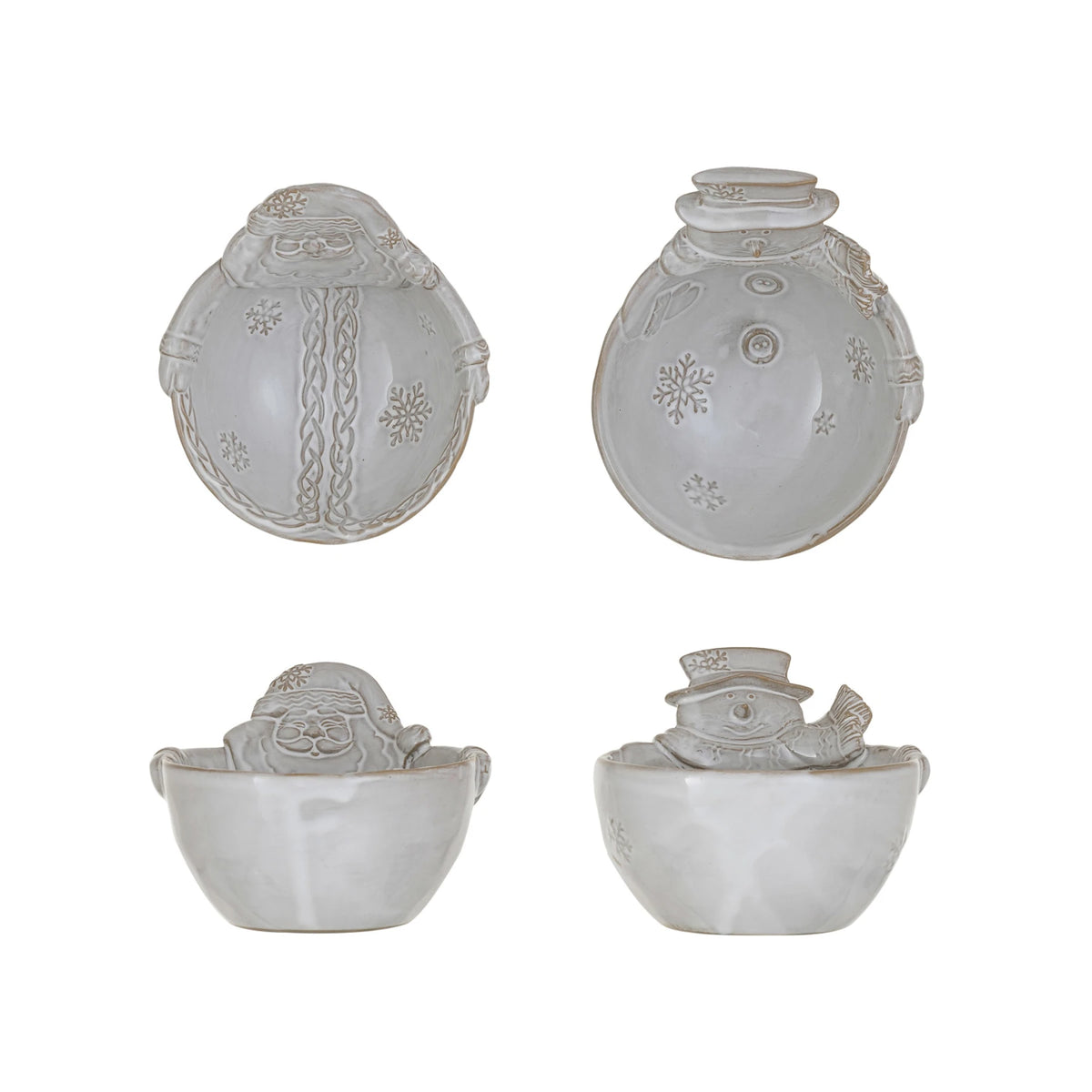 Santa/ Snowman Shaped Bowls - Stoneware Dish - Assorted styles