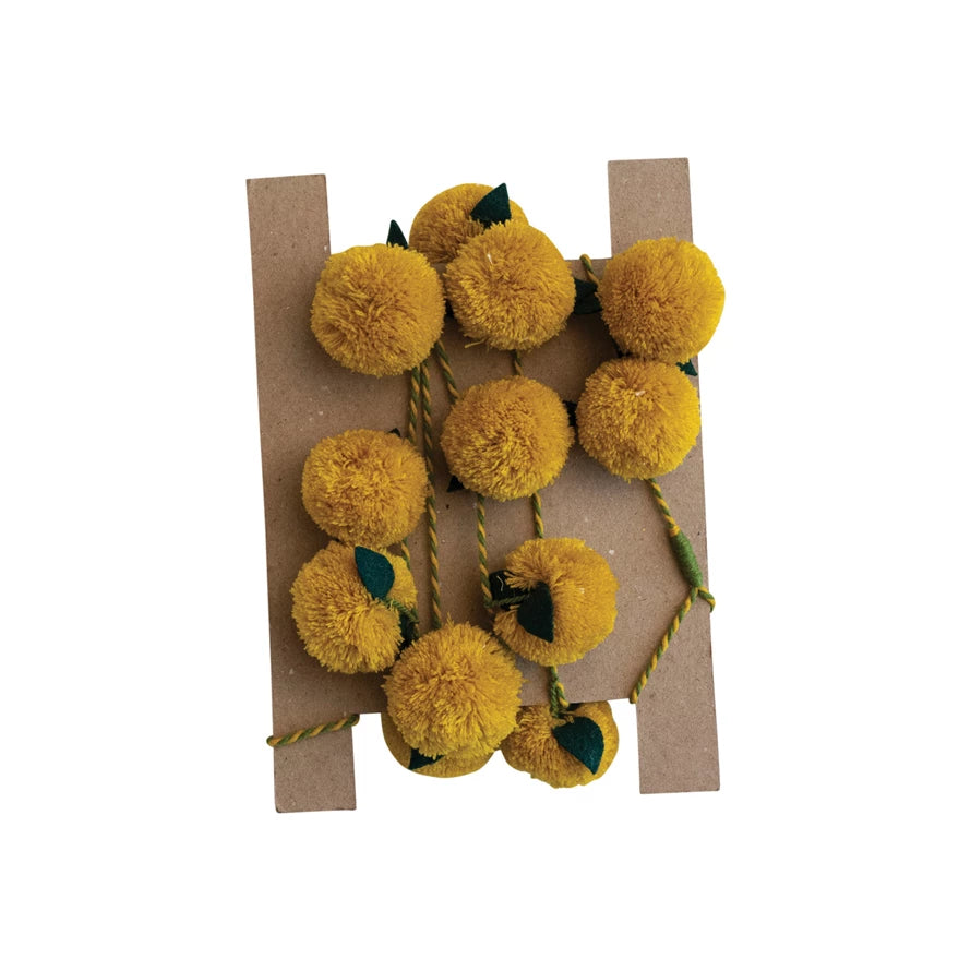 Lemon Pom Pom Garland - Mustard & Green