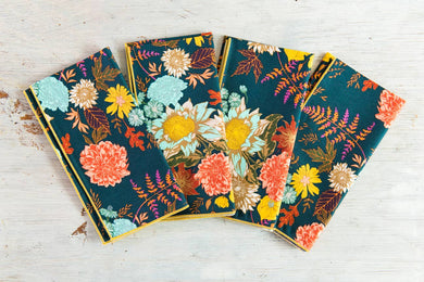 Winter Floral Cloth Napkins, set of four