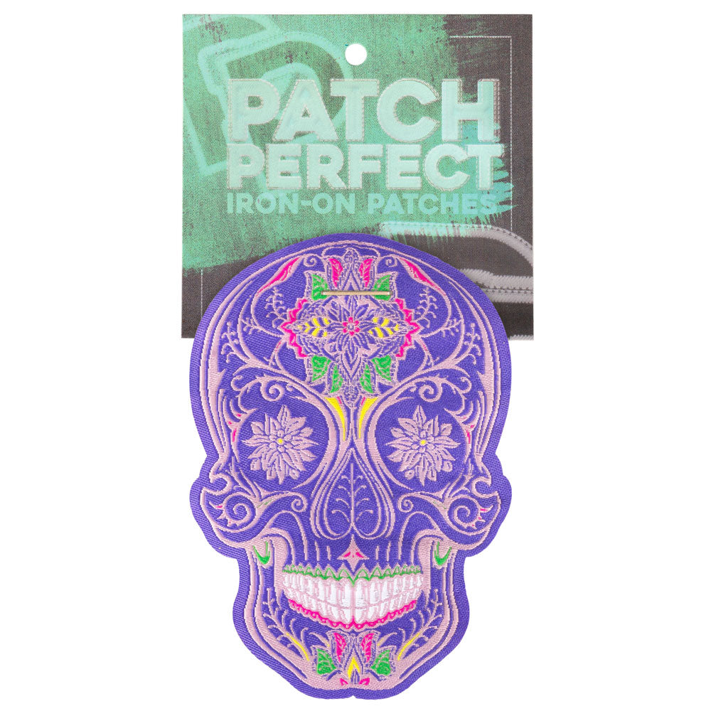 Purple Sugar Skull - Iron On Patch