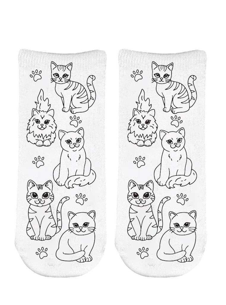DIY Coloring Kit - Feline Friends - Ankle Socks