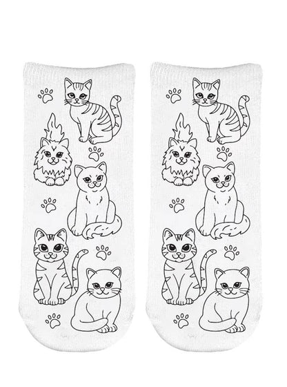 DIY Coloring Kit - Feline Friends - Ankle Socks