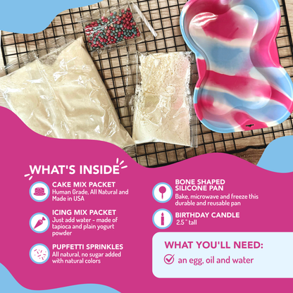 Dog Birthday Cake Kit: Peanut Butter (wheat-free)