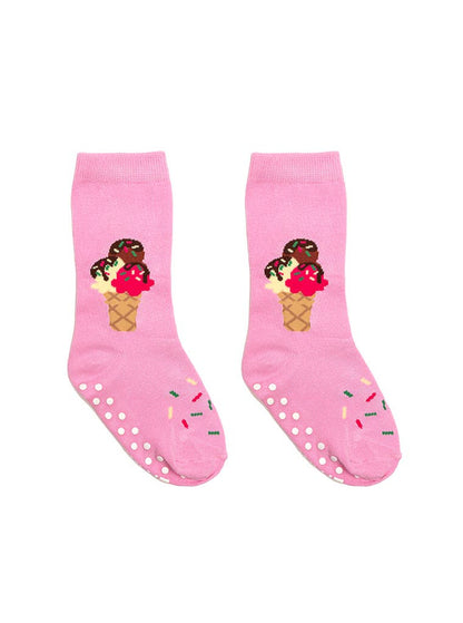 Ice Cream Cone w/Sprinkles - 3D Packaged Kids Crew Socks
