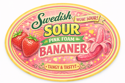 Swedish Sour Strawberry Foam Bananer