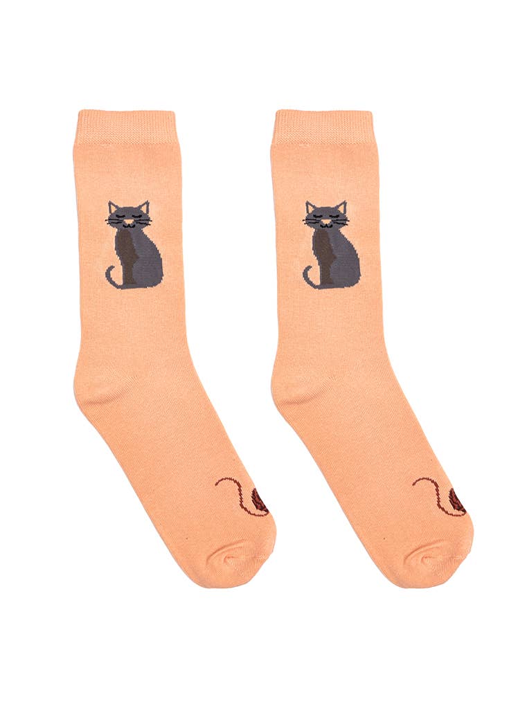 Kitty Cat w/ Yarn Ball - 3D Packaged Crew Socks