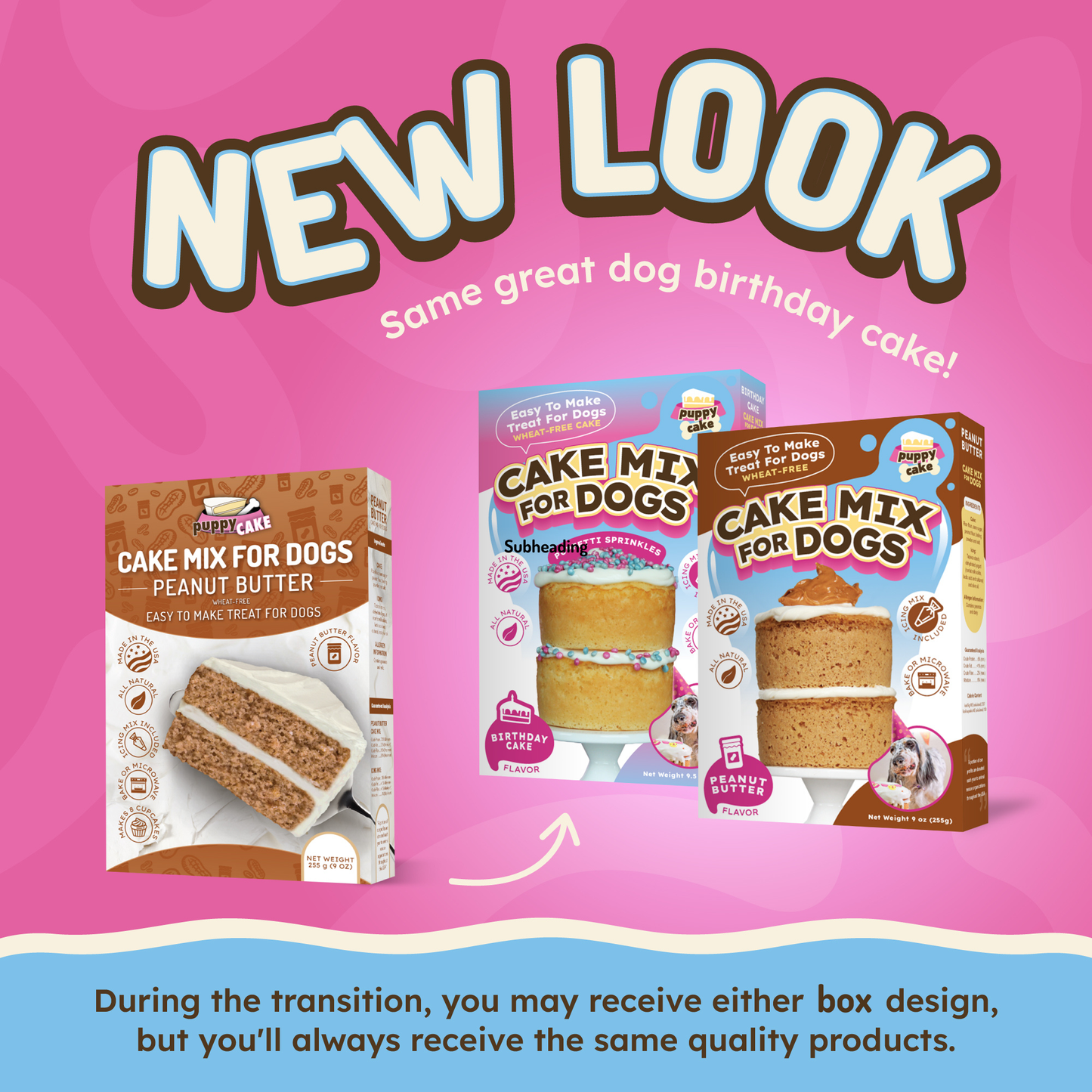 Puppy Cake - Dog Birthday Cake Mixes with Icing - Banana