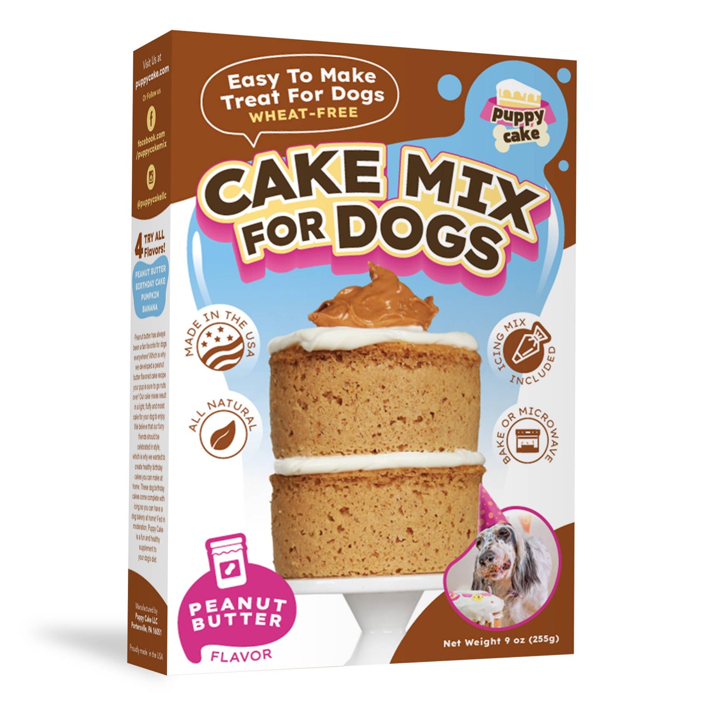 Puppy Cake - Dog Birthday Cake Mixes with Icing - Peanut Butter