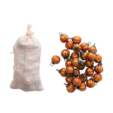 Orange Mercury Glass Ornaments - Muslin Bag