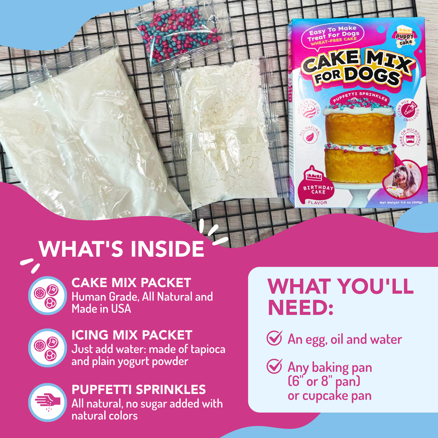 Puppy Cake - Dog Birthday Cake Mixes with Icing - Peanut Butter