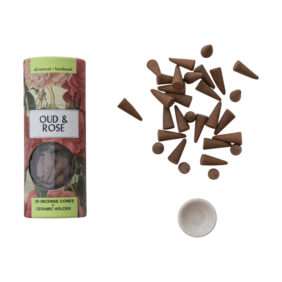 Oud & Rose - Incense Cones with Incense Holder