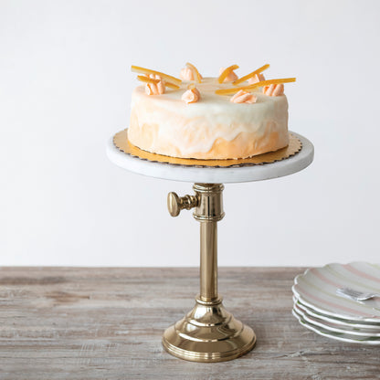 Metal Pedestal with Marble Top - Adjustable