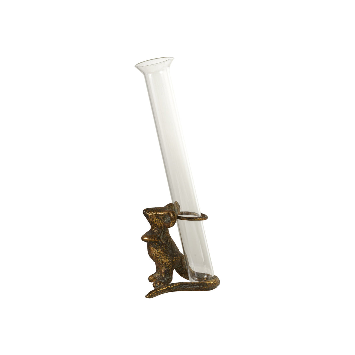 Cast Iron Mouse - Glass Vase
