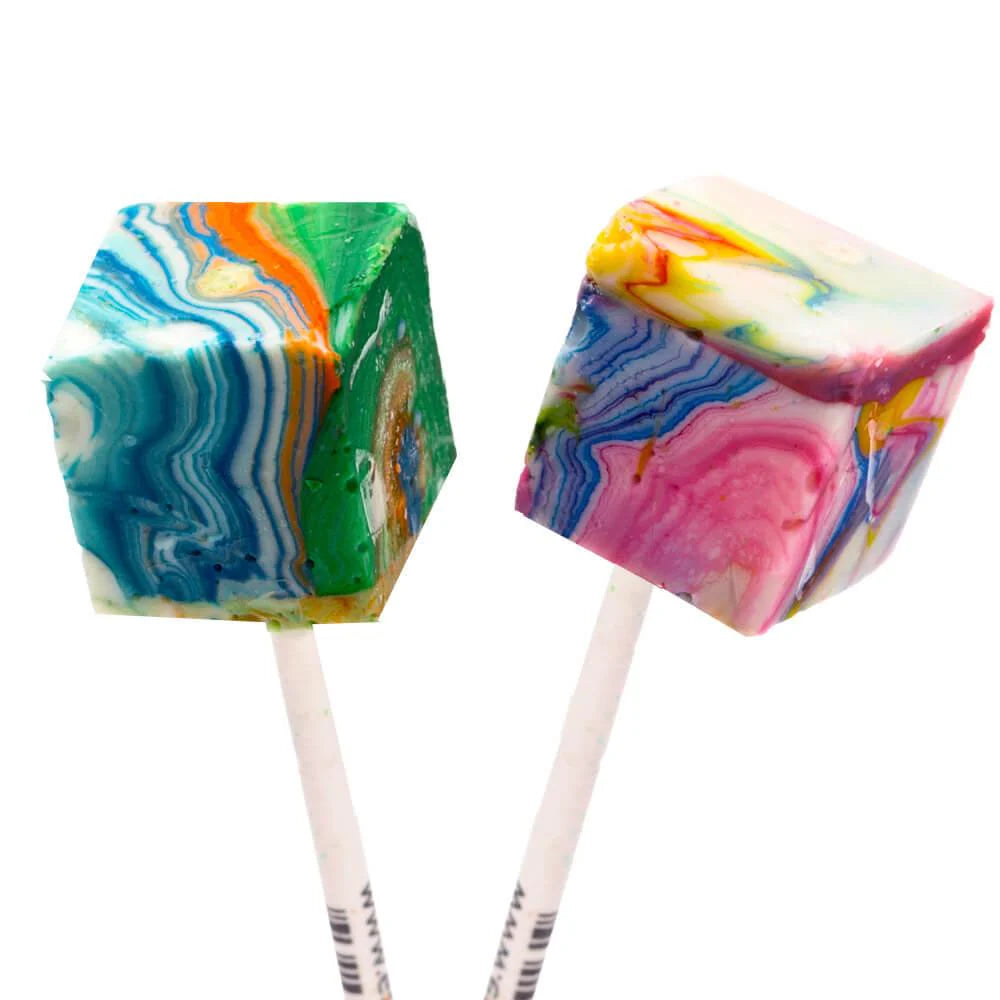 Tie Dye Cube Lollipops
