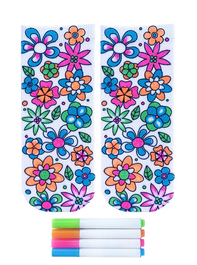 DIY Coloring Kit - Flower Garden - Ankle Socks