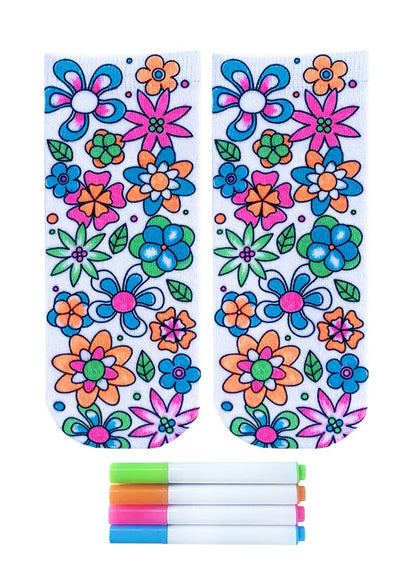 DIY Coloring Kit - Flower Garden - Ankle Socks