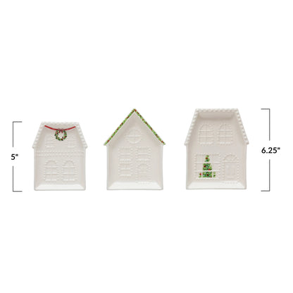 Christmas House  - Embossed Stoneware Dish - Assorted styles