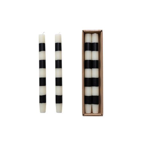 Black & White - Striped - Taper Candles