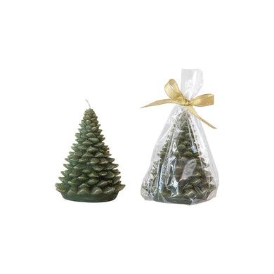 Gold Tipped Evergreen Tree Candle