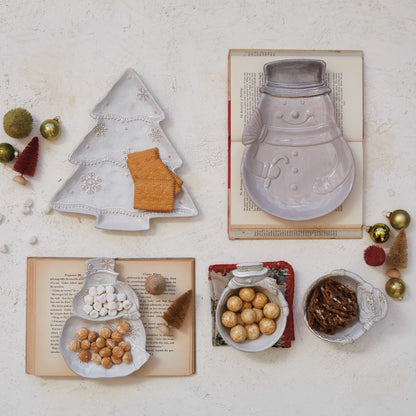 Santa/ Snowman Shaped Bowls  - Stoneware Dish - Assorted styles