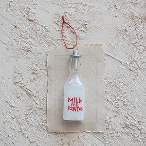 Glass Milk for Santa Bottle - Ornament