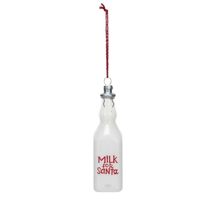 Glass Milk for Santa Bottle - Ornament