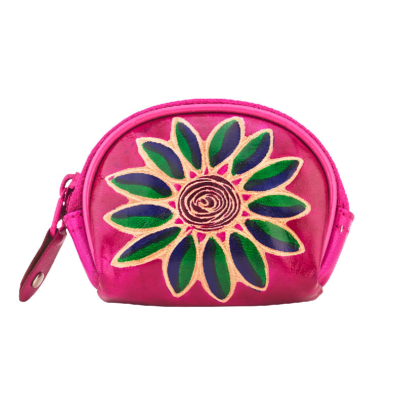 Flower - Leather Coin Purse - Asst. Colors