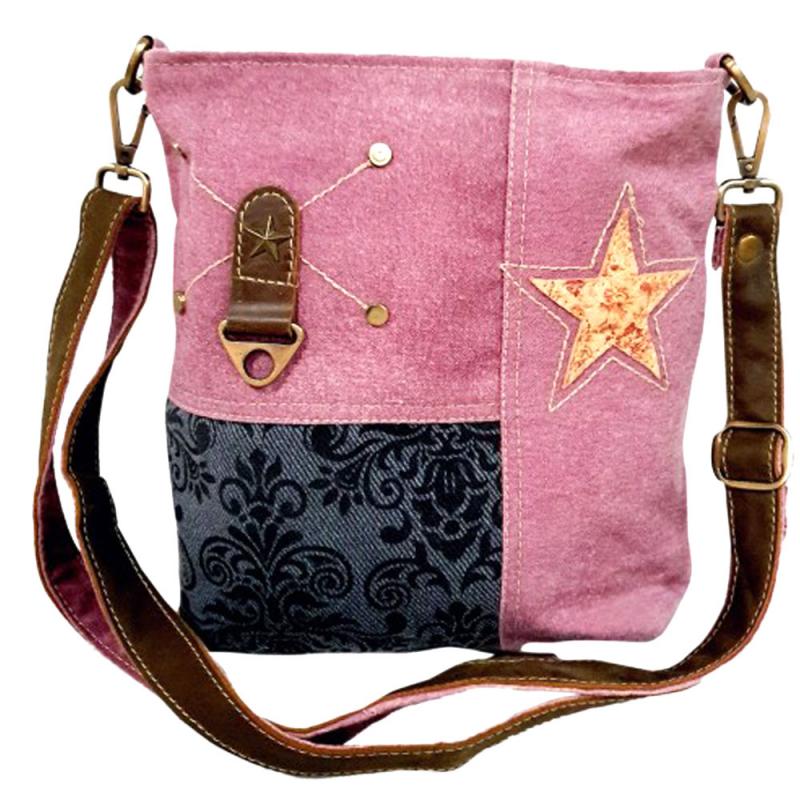 Pink and Black Star Shoulder Messenger Bag