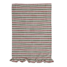 Ruffle Tea Towel - Red & Green Striped