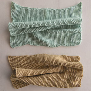 Cotton Knit Dishcloths - Mint+Gold - Set of 2 - Ganje’s