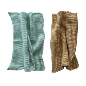 Cotton Knit Dishcloths - Mint+Gold - Set of 2 - Ganje’s