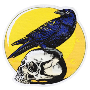 Crow on Skull - Iron On Patch